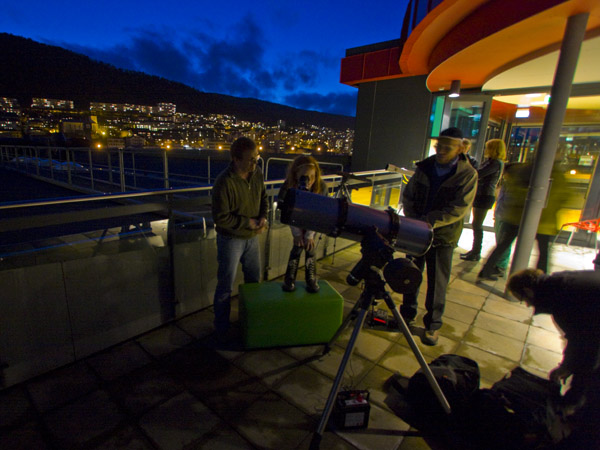 Observasjon av Jupiter gjennom 20cm speilteleskop. Foto: Odd Høydalsvik.